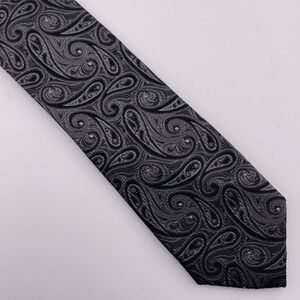 CHAPS Men's Black Paisley Silk Tie Formal Business Necktie Hand‎ Made
